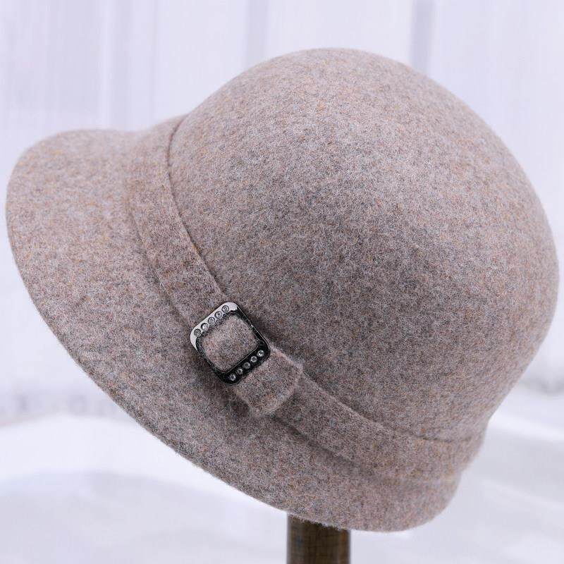 中老年人帽子女秋冬季羊毛呢盆帽老人奶奶礼帽妈妈加厚保暖渔夫帽