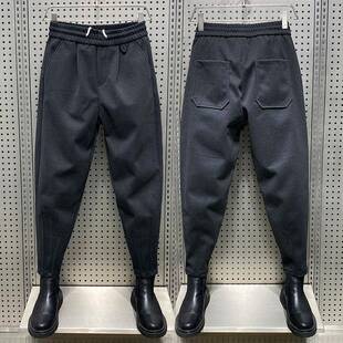 Mostarsea~质感爆棚!男士百搭毛呢束脚休闲裤秋冬新款宽松哈伦裤