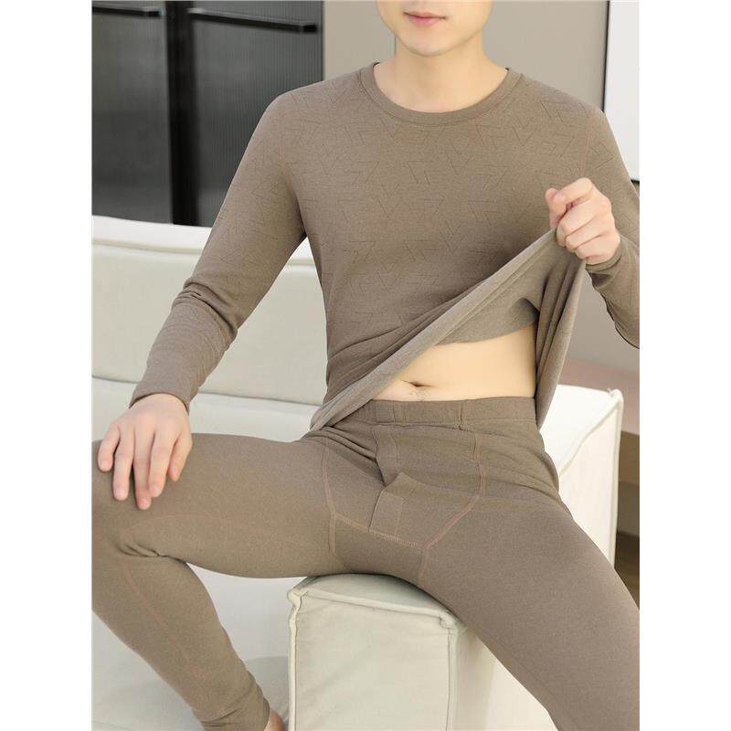 MAROLIO德绒保暖内衣套装男士加绒加厚双面磨毛发热打底秋衣裤