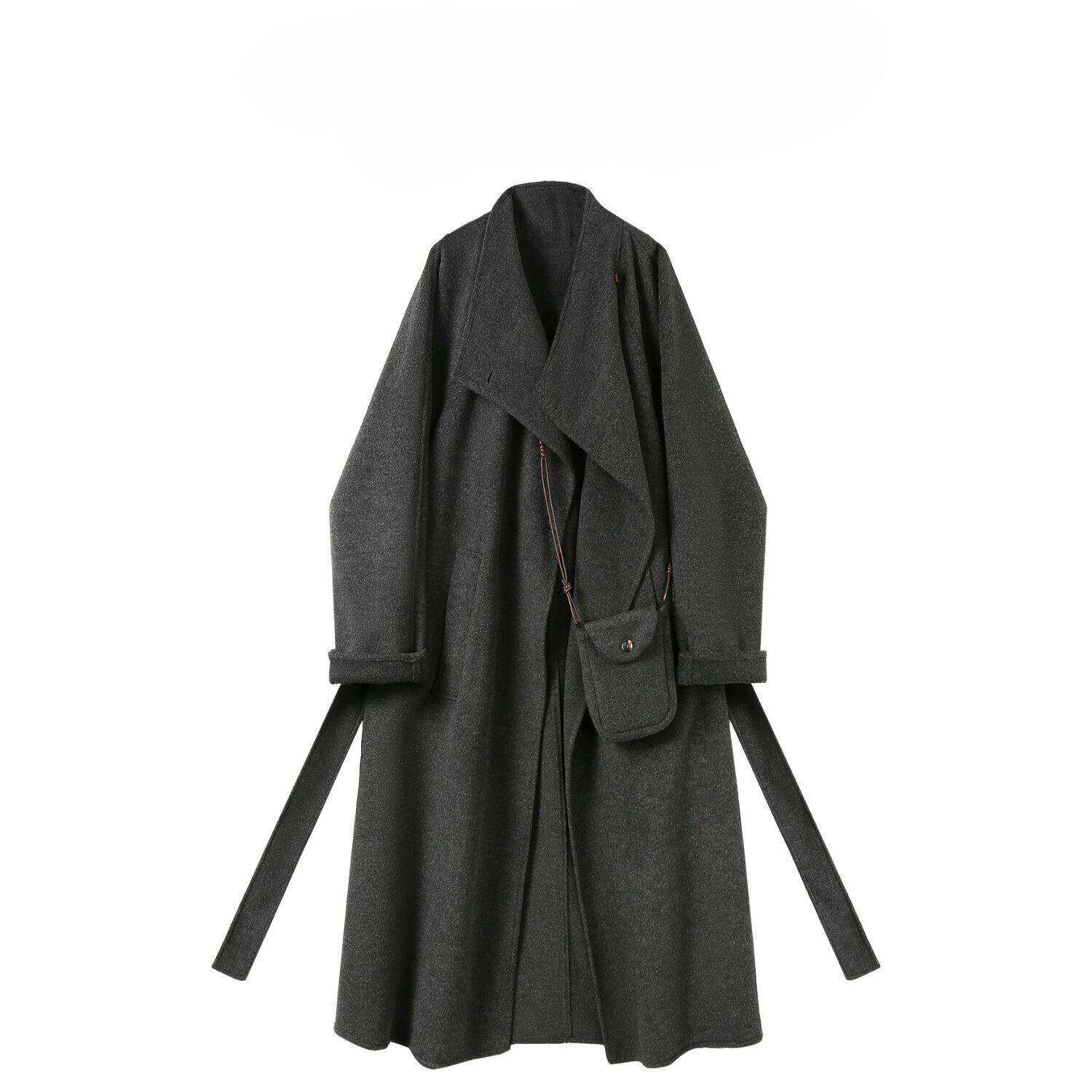 香港秋冬新法式赫本风双面羊绒大衣女气质中长款系带显瘦毛呢外套