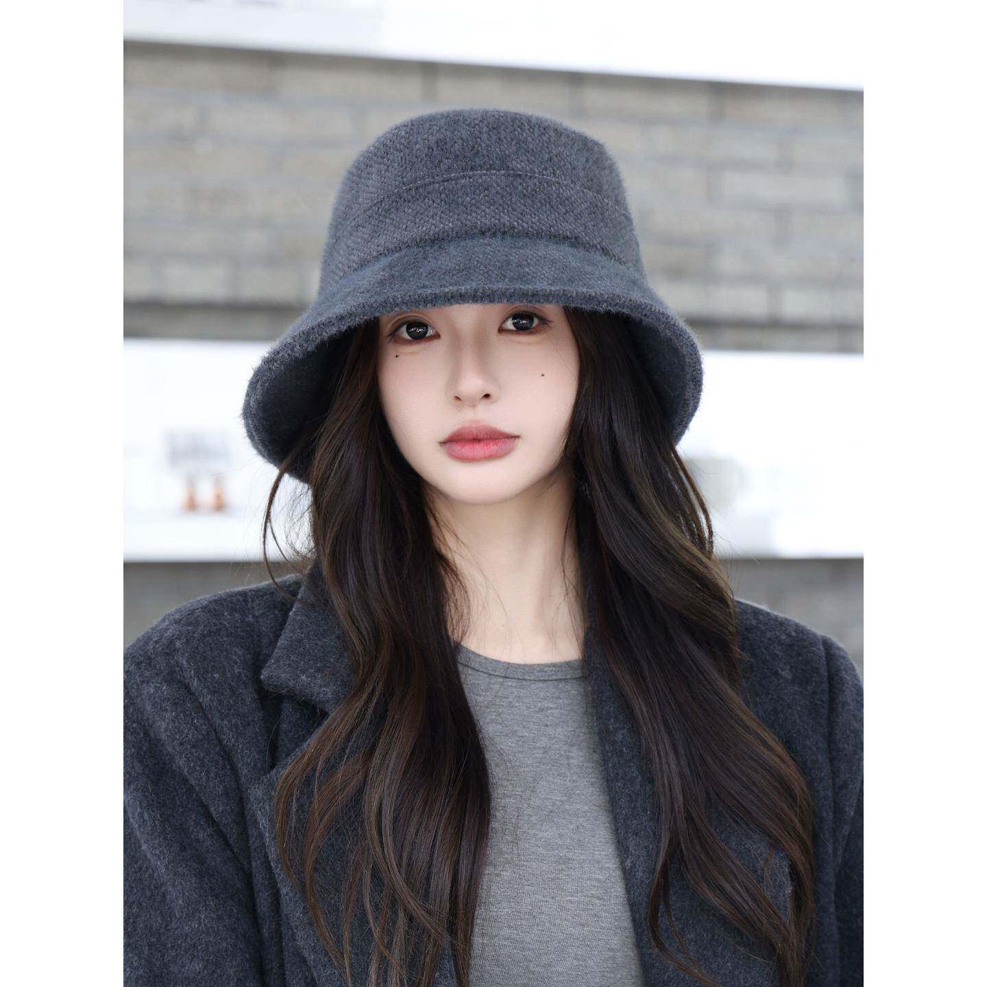 2025款渔夫帽子女秋冬季加厚绒保暖护耳大头围显脸小素颜百搭盆帽