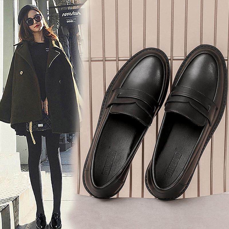 香港黑色软皮英伦风小皮鞋女秋季2025年百搭平底单鞋一脚蹬乐福鞋,女鞋,婚鞋,淘宝优惠券,粉丝福利购,淘宝优惠卷