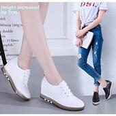 多功能韩式 香港时尚 真皮楔 内增高透气白鞋 女鞋 品牌2025春秋季 新款
