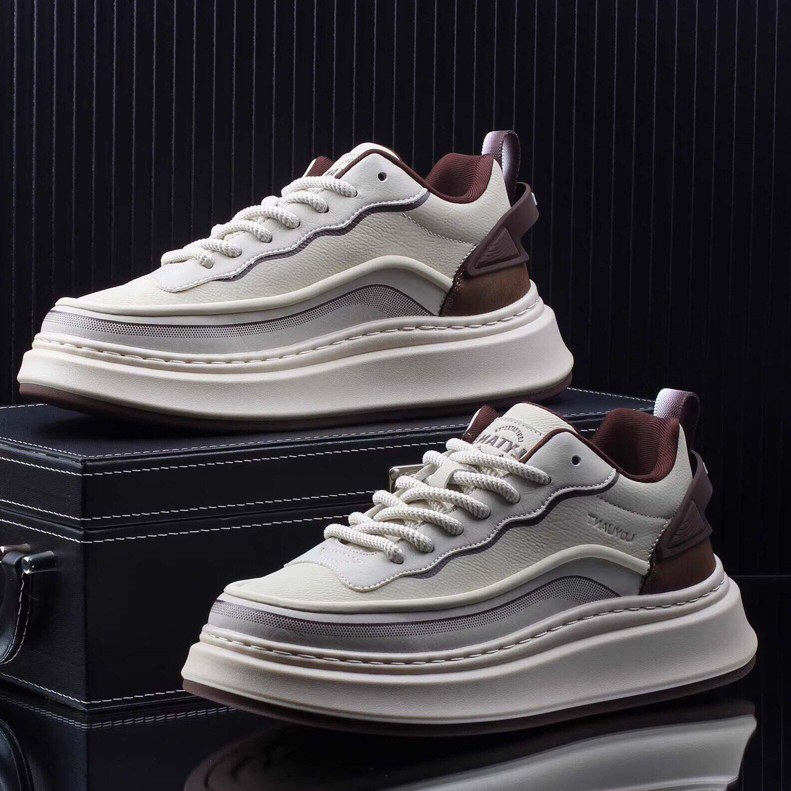 高级感潮牌时尚百搭休闲板鞋男款2025秋季新款软底舒适增高男鞋子