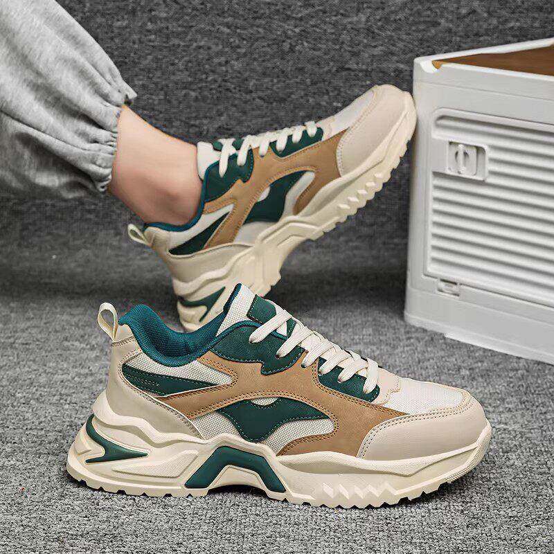 潮牌2026春季新款时尚简约防滑厚底老爹鞋男生百搭耐磨休闲运动鞋