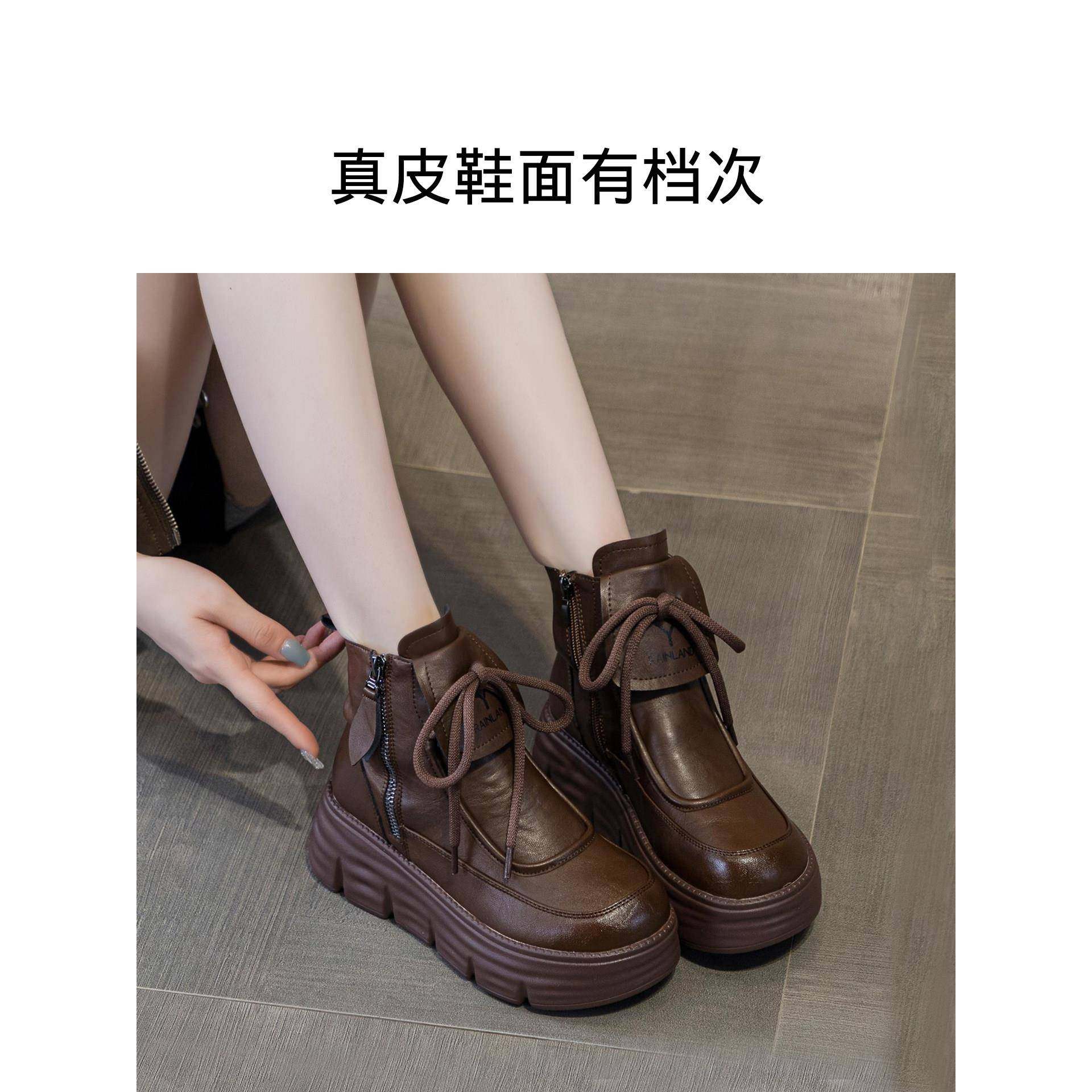 巨好看马丁靴女款2025新款英伦风正流行超火真皮厚底加绒靴子短靴