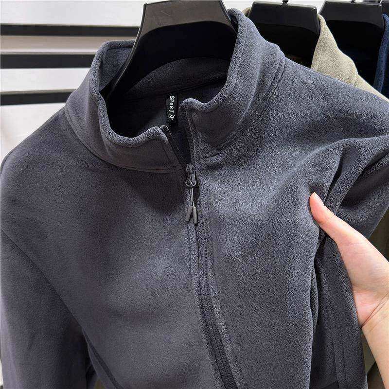 MAROLIO~双面奥粒绒卫衣外套男秋冬季男装保暖摇粒绒立领休闲开衫