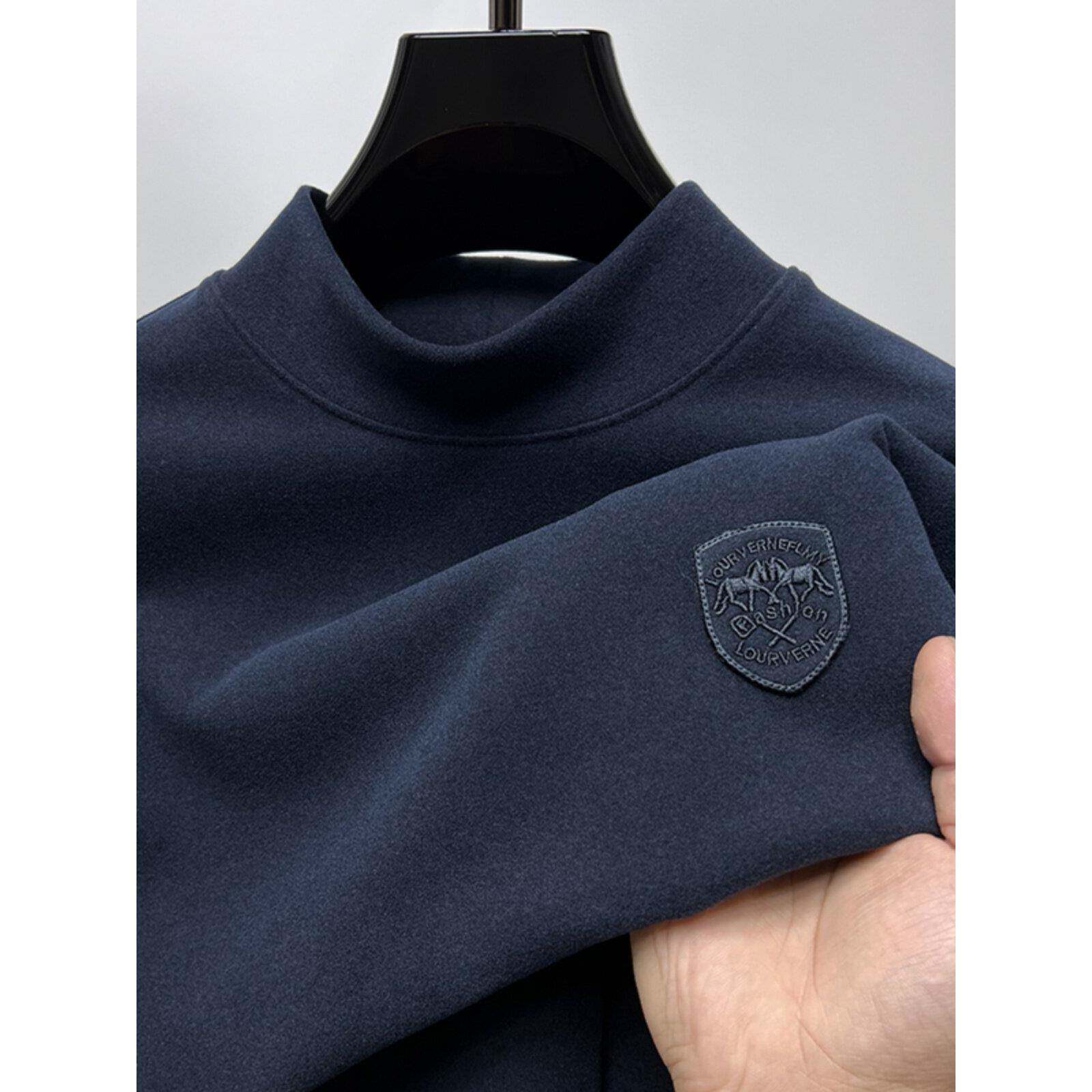 MAROLIO~上档次！半高领打底衫男长袖秋冬内搭保暖衣双面德绒t恤