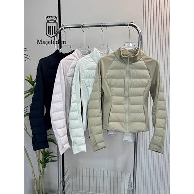 正品2025年冬新款轻薄户外运动90白鹅绒羽绒服短款女跑步瑜伽外套