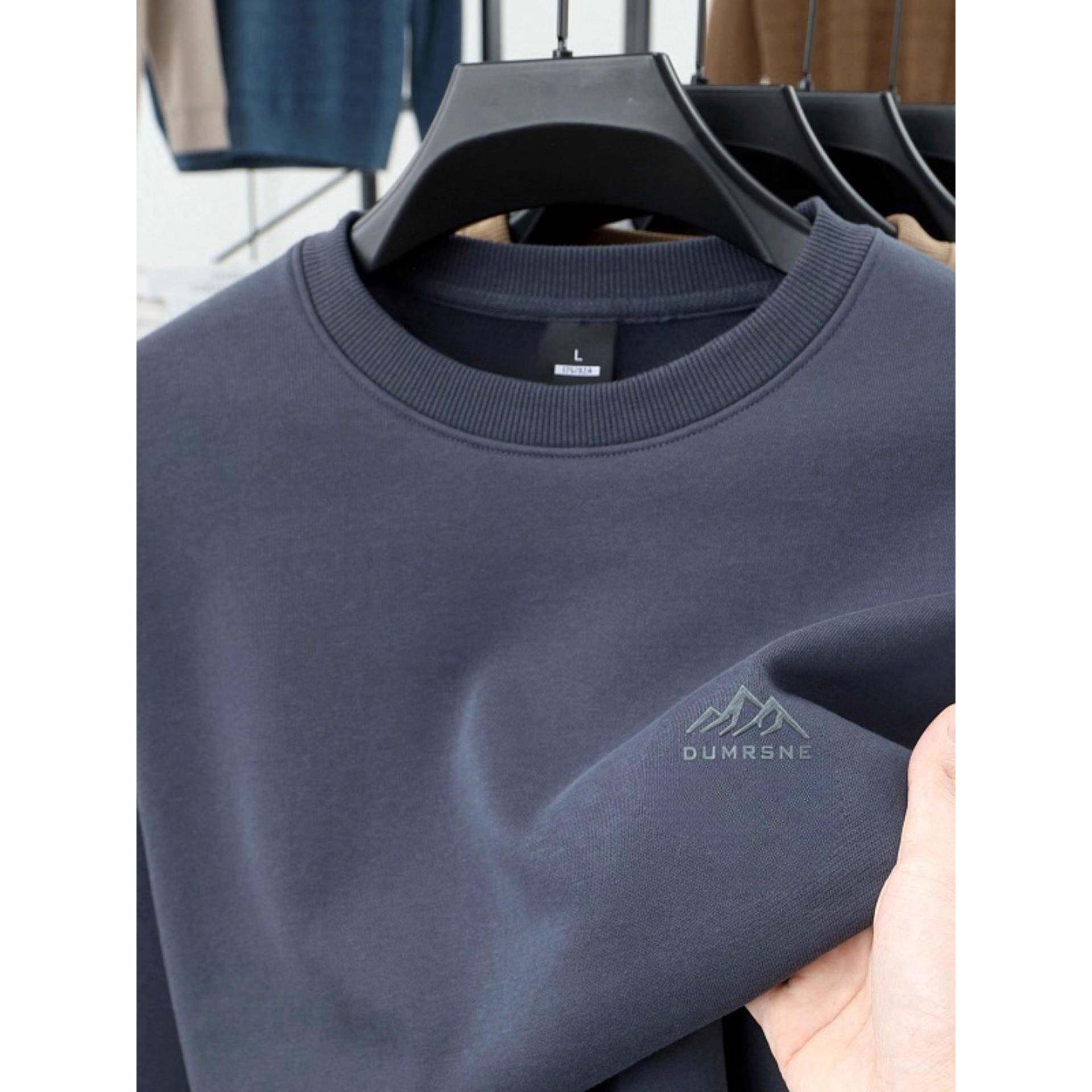 正品100%纯棉圆领卫衣男2025年春秋季高端内搭宽松男士长袖T恤