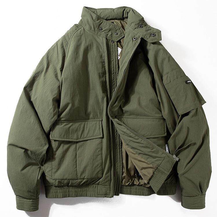 Mostarsea~羽绒服男加厚立领90白鸭绒美式覆古潮牌工装宽松面包服