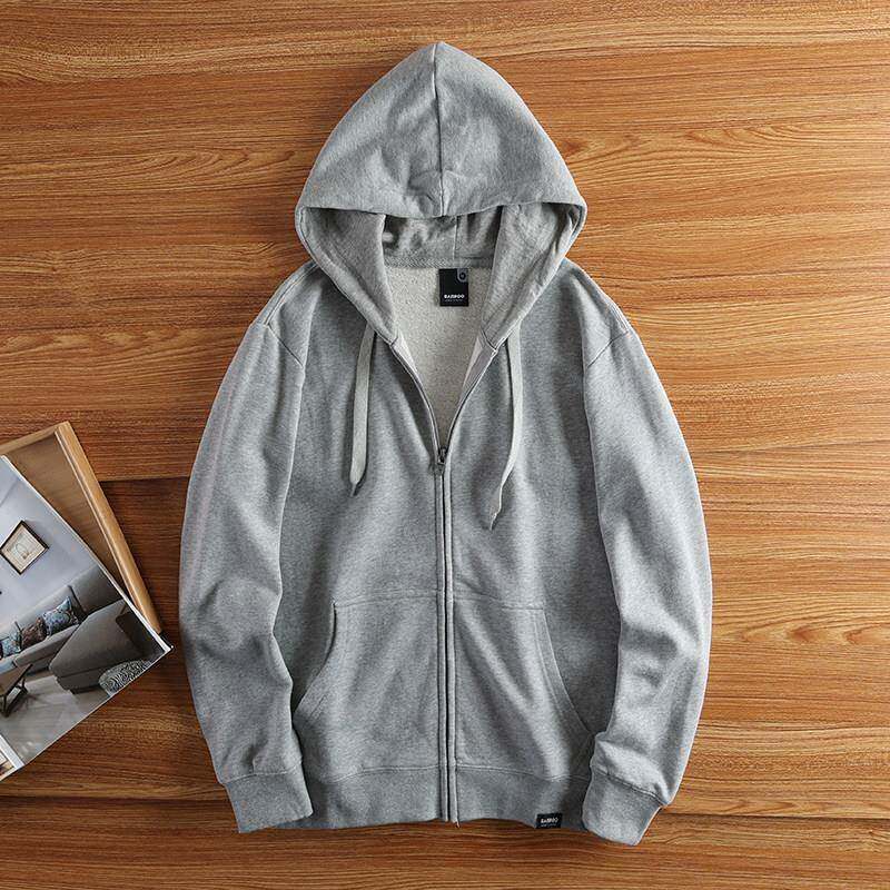 MAROLIO~出口日本！纯棉帽衫男春秋外套宽松休闲运动连帽卫衣开衫