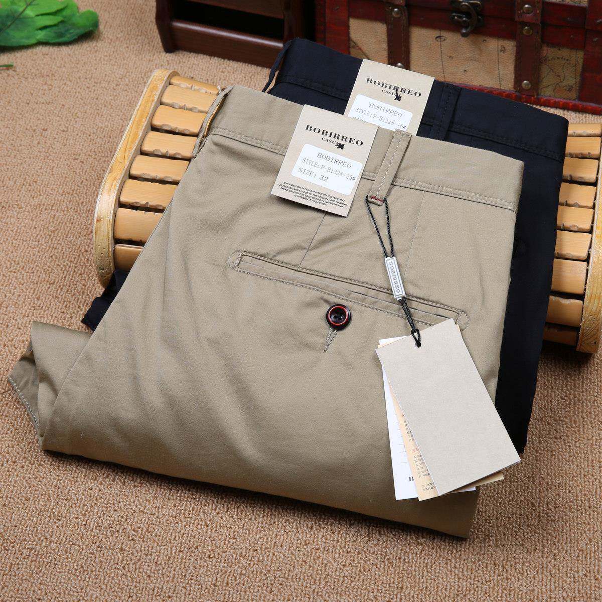 欧洲站高端潮牌男士秋冬厚款男裤进口高档免烫抗皱蚕丝直筒休闲裤