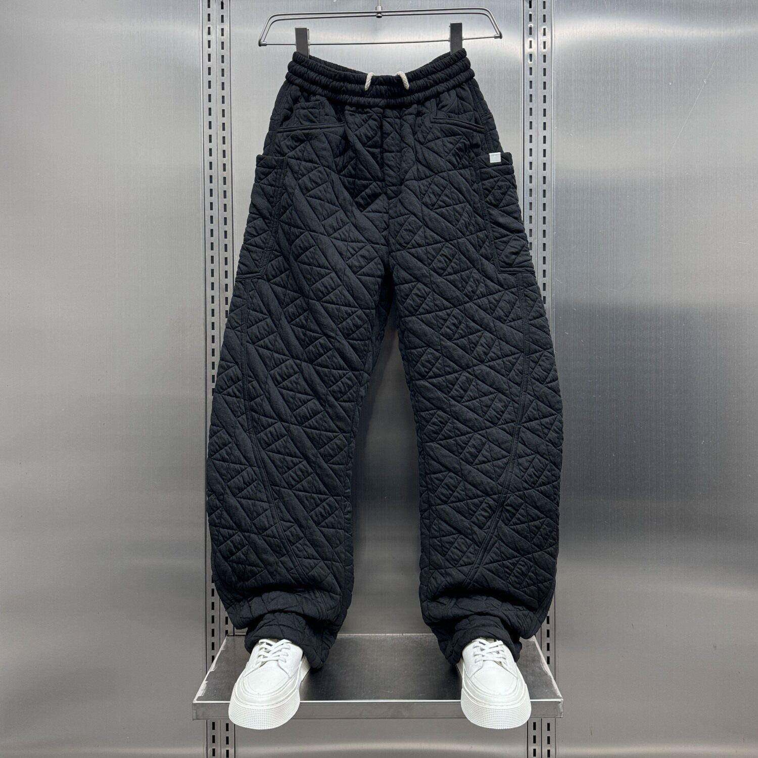 MAROLIO~时尚又温暖！休闲宽松菱形格棉裤男士冬季加厚直筒弯刀裤