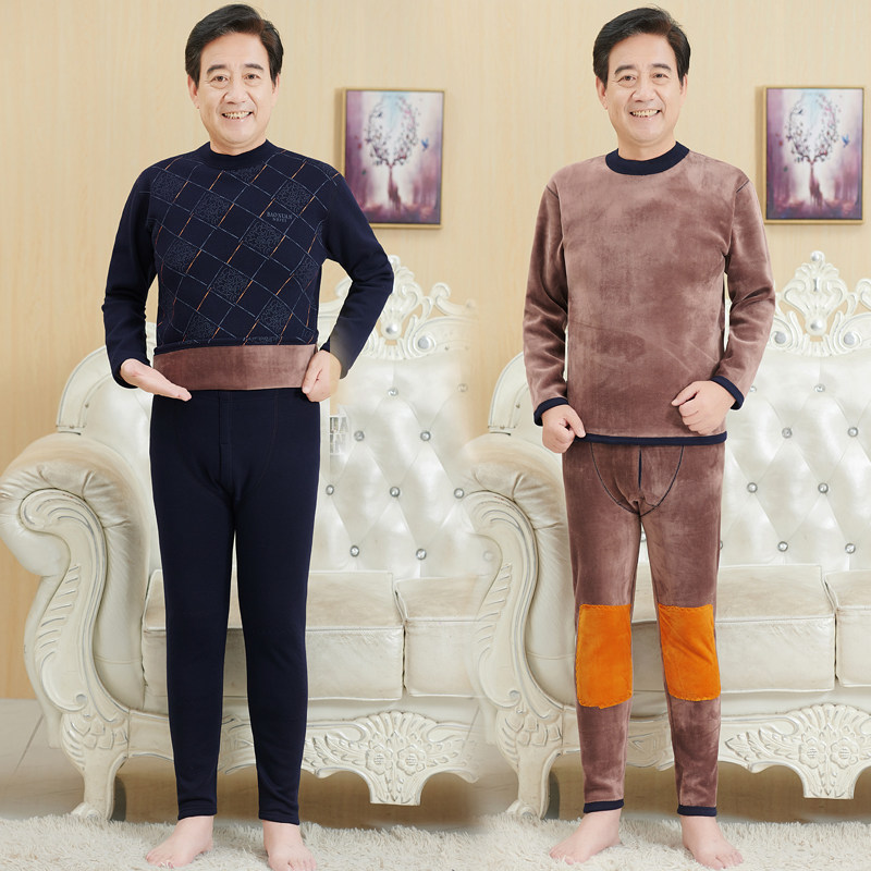 아빠 보온 속옷 중노년 겨울옷 남성 자켓 노인 옷 할아버지 옷 벨벳과 두꺼운 보온복