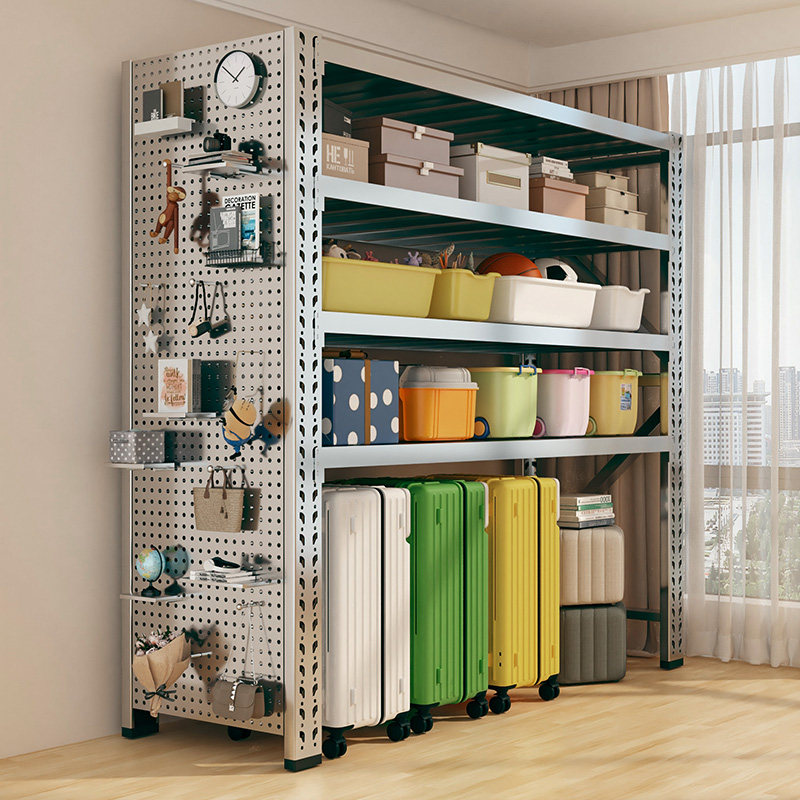 不锈钢货架多层置物架带洞洞板家用阳台地下室仓库厨房杂物收纳架