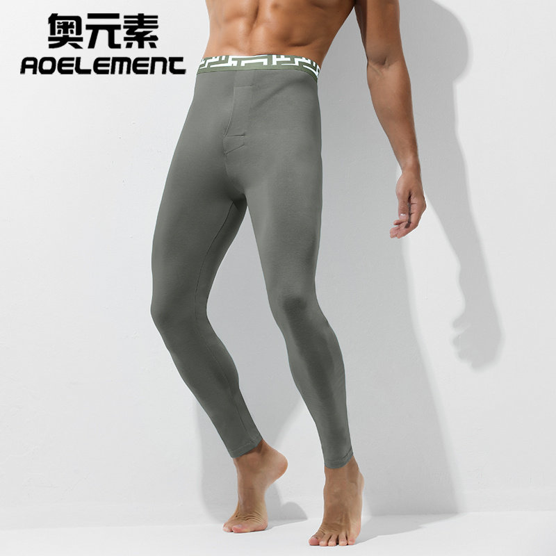 纯棉质秋裤男士薄款棉毛裤内穿线裤潮打底裤衬裤修身保暖裤秋冬季