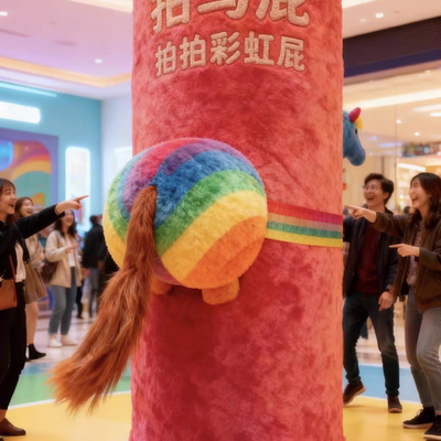 马年拍马屁毛绒美陈打卡拍照道具