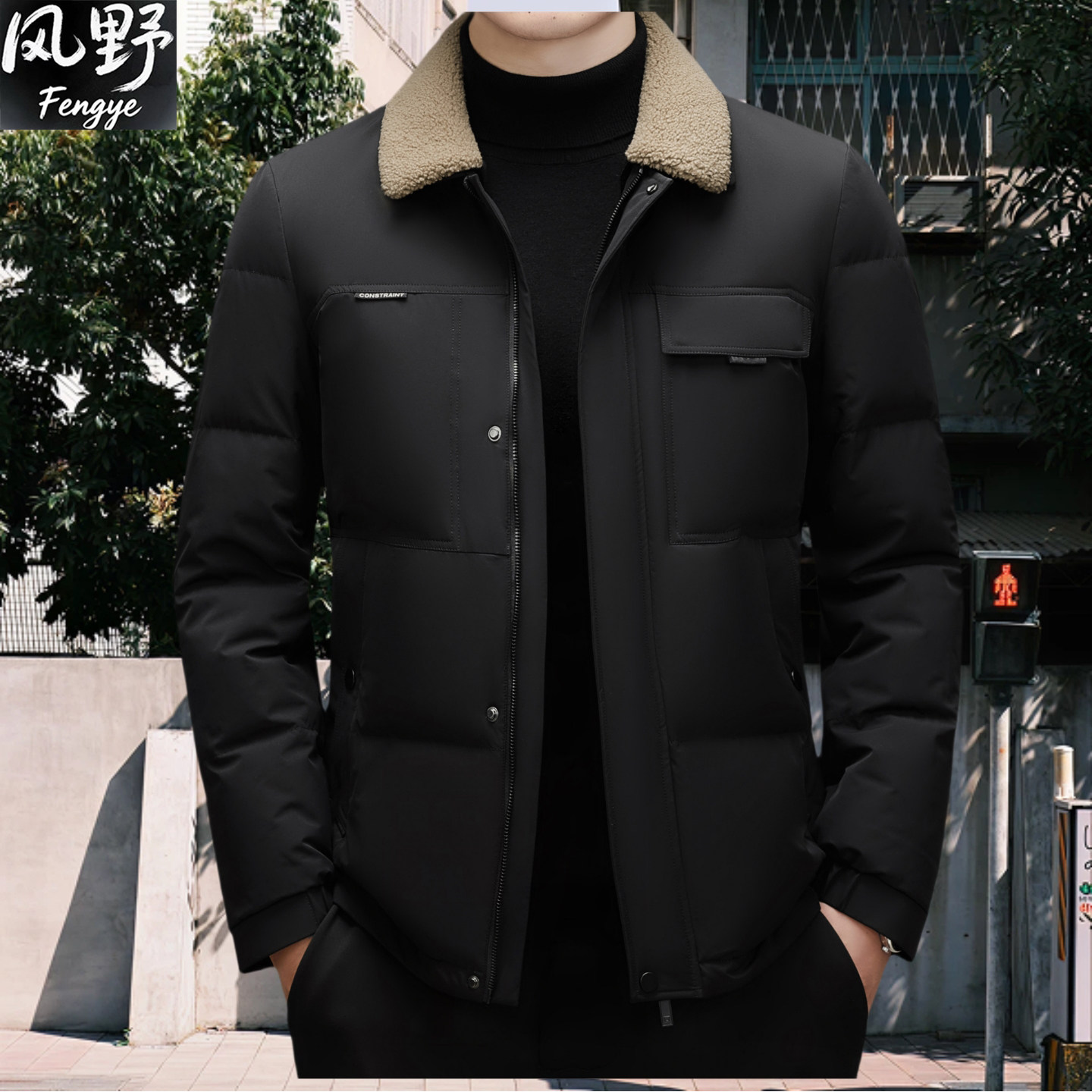 立领羽绒棉服男士短款冬季商务休闲百搭爸爸冬装保暖白鸭绒外套