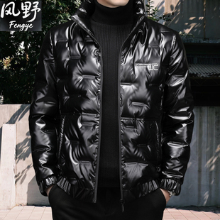 免洗冬季羽绒服男士短款亮面轻型保暖防水三防博反季外套嘉兴平湖