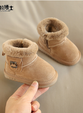 宝宝雪地靴冬季款1-3岁小童女软底加绒加厚棉鞋一2婴儿鞋子学步男