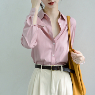 TRR 女衬衣高级感上衣nice上衣洋气 时髦别致独特暗格嫩粉叠穿衬衫