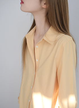 Trr style 专注10年通勤女装 长袖微宽松ol黄衬衫女 纯棉减龄衬衣