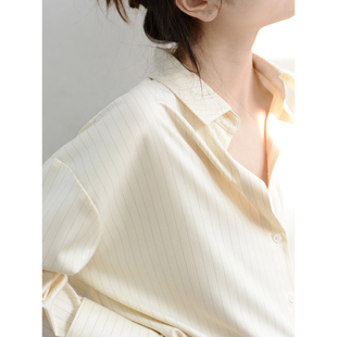 TRR 腔调出街look 舒适条纹宽松慵懒长袖衬衫女 BF高颜值休闲上衣