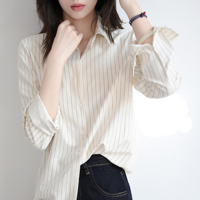 Trr简约条纹衬衫微宽松上衣女