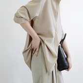 衬衫 TRR 流畅利落垂感十足宽松长袖 女中长杏色厚实入秋上衣衬衣女