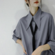 高级感oversize 大尖领宽松长袖 衬衫 TRR 裙女 中长上衣慵懒衬衣裙