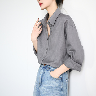 女男上衣开衫 亚麻防晒new 宽松衬衫 TRR实穿慵懒珍藏高级灰轻薄长袖