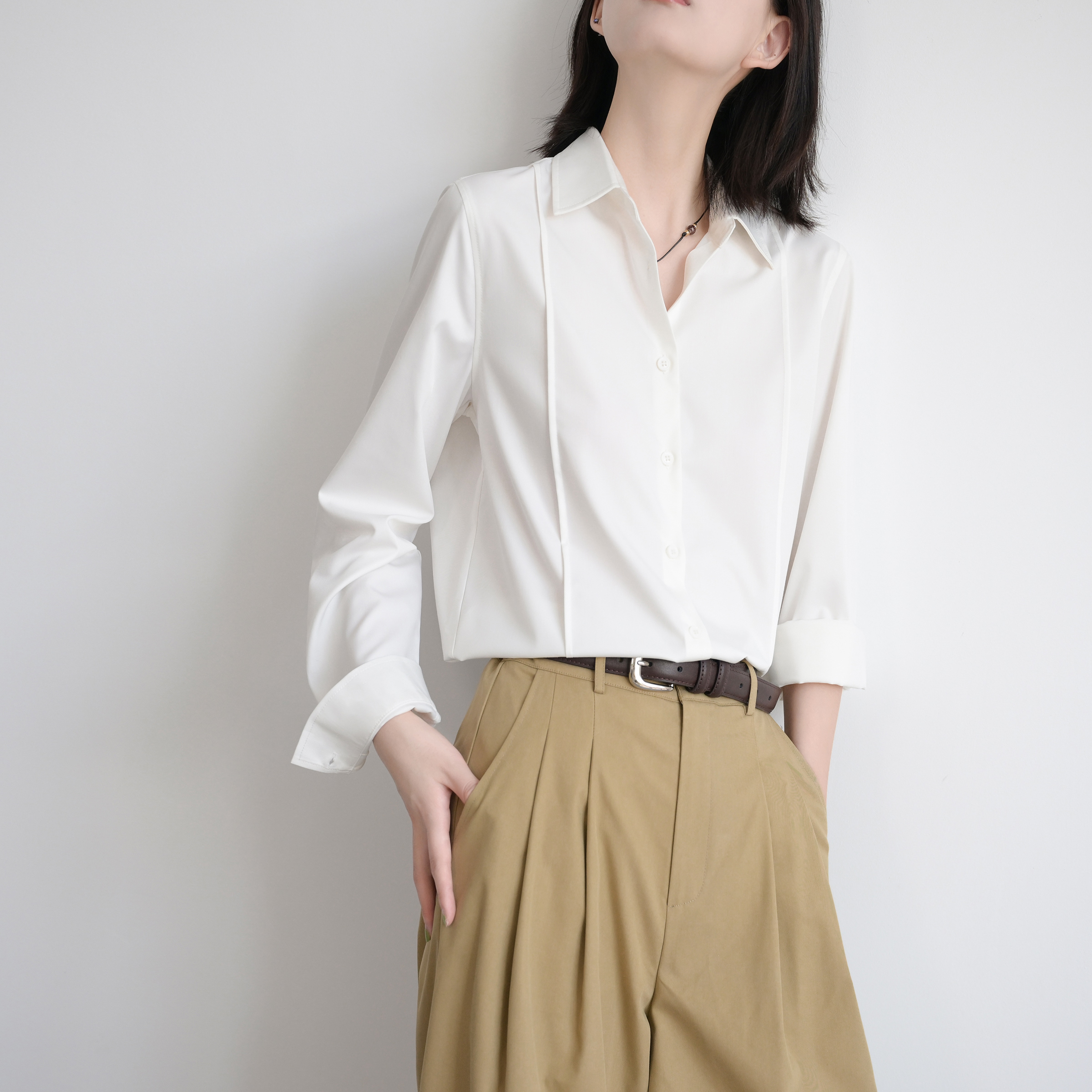 TRR立体线条设计感长袖衬衫女