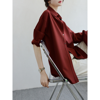 TRR长袖chic女偏厚宽松衬衫免皱