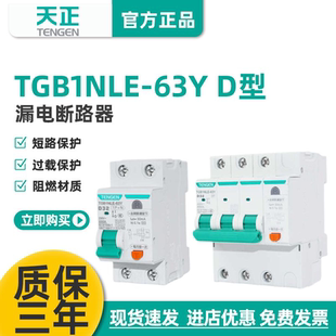 天正D型窄体漏保TGB1NLE 63Y小型漏电断路器电动机动力型空气开关