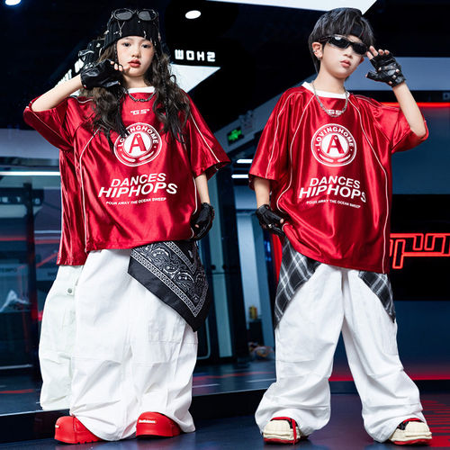 街舞儿童hiphop潮服男童嘻哈风炸街少儿表演女孩架子鼓演出服套装