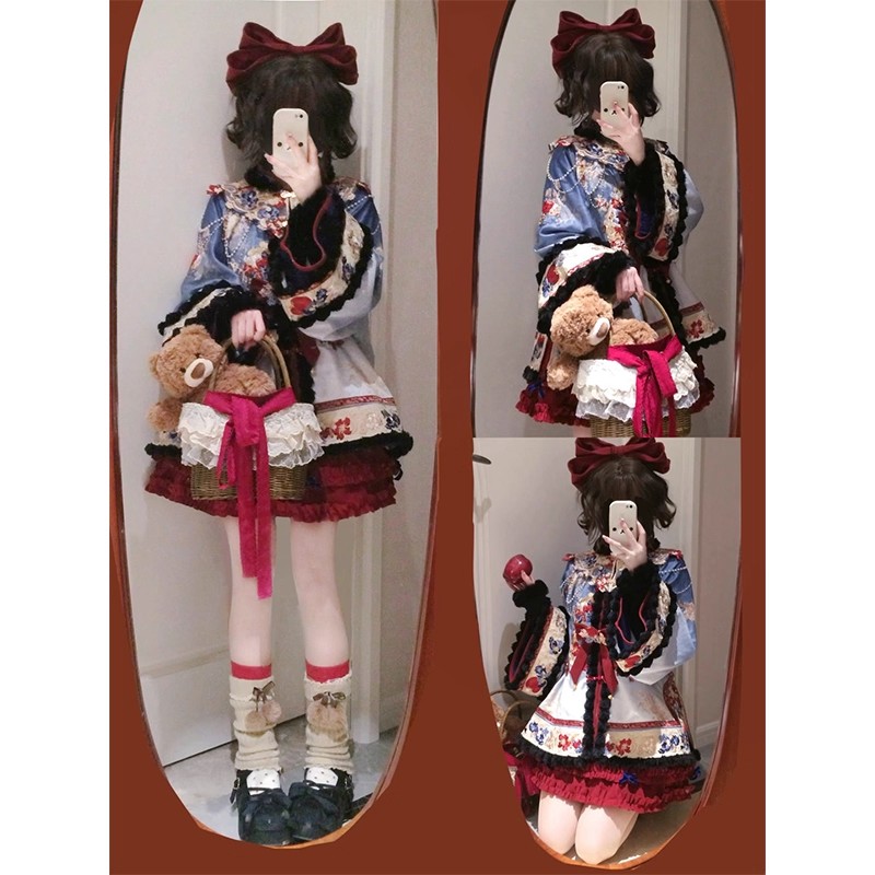 汉服女清汉女重工刺绣上衣外套装国风童话系列圣诞节拜年服秋冬款