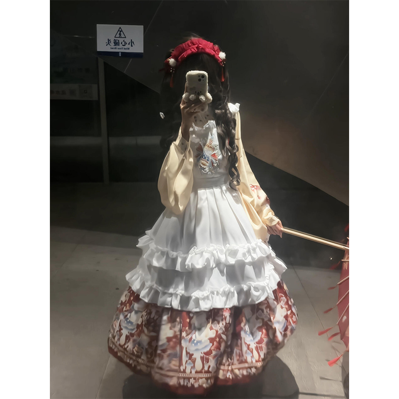 汉洋折衷明制交领琵琶袖罩裙马面裙洛丽塔lolita裙秋冬可爱甜美