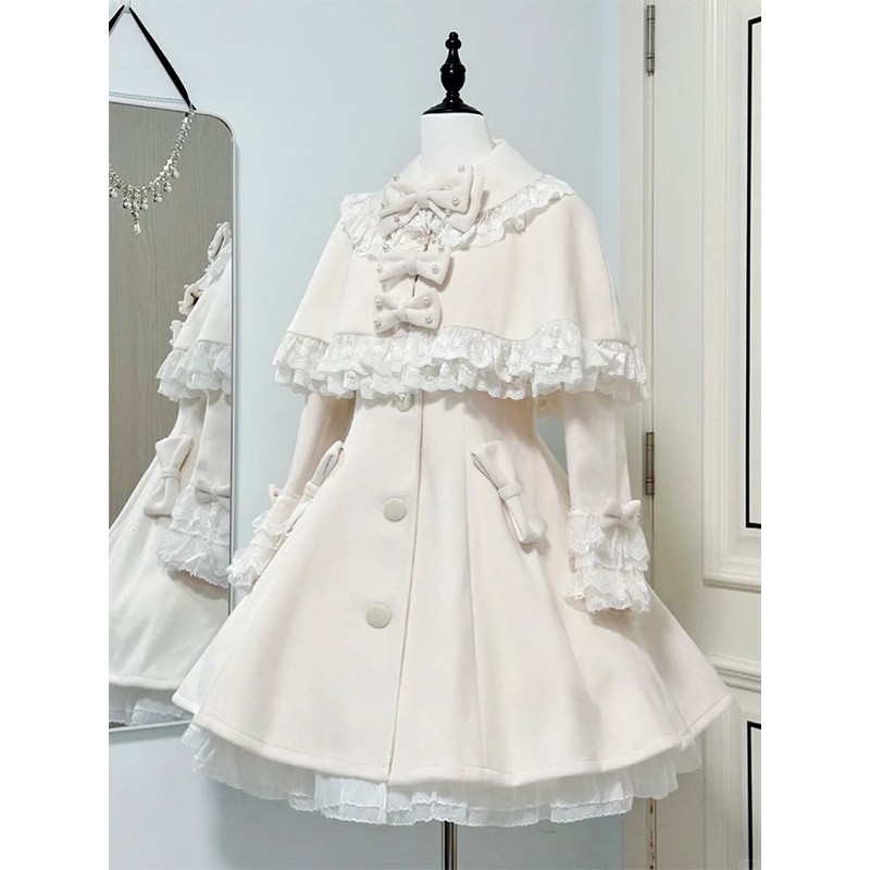 大小姐蝴蝶结蕾丝斗篷优雅收腰温柔感连衣裙洛丽塔lolita裙华丽