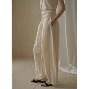 碧云染长绒棉亚麻交织休闲裤 commuse memory 暮染亚麻 女萝卜裤