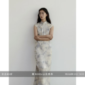 盘扣古法修身 commuse 淡雅扎染提花半包袖 凝月霜华 旗袍 memory