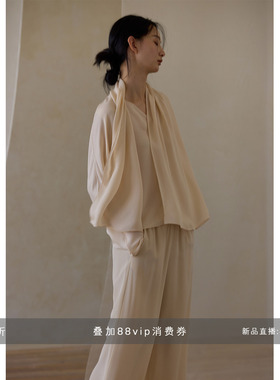 commuse memory 浪漫慵懒 16姆米桑蚕丝薄款松弛围巾领开衫衬衣