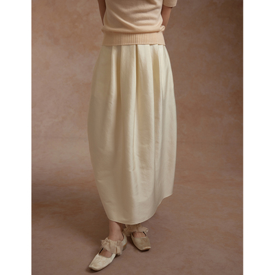 commuse蓬松感丝绵大摆半身裙