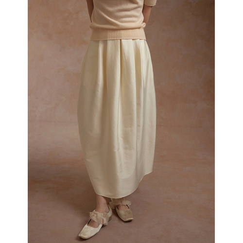 commuse蓬松感丝绵大摆半身裙