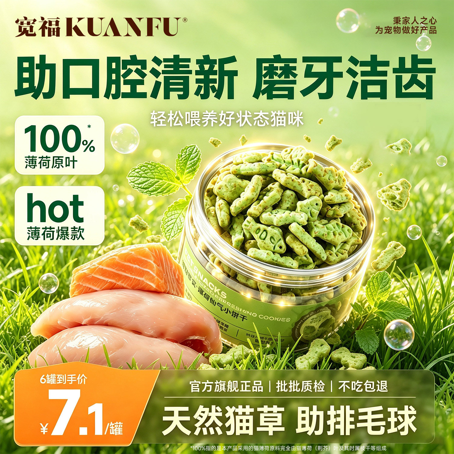 宽福猫薄荷饼干成幼零食非冻干猫草棒小鱼饼干洁齿化毛磨牙猫零食