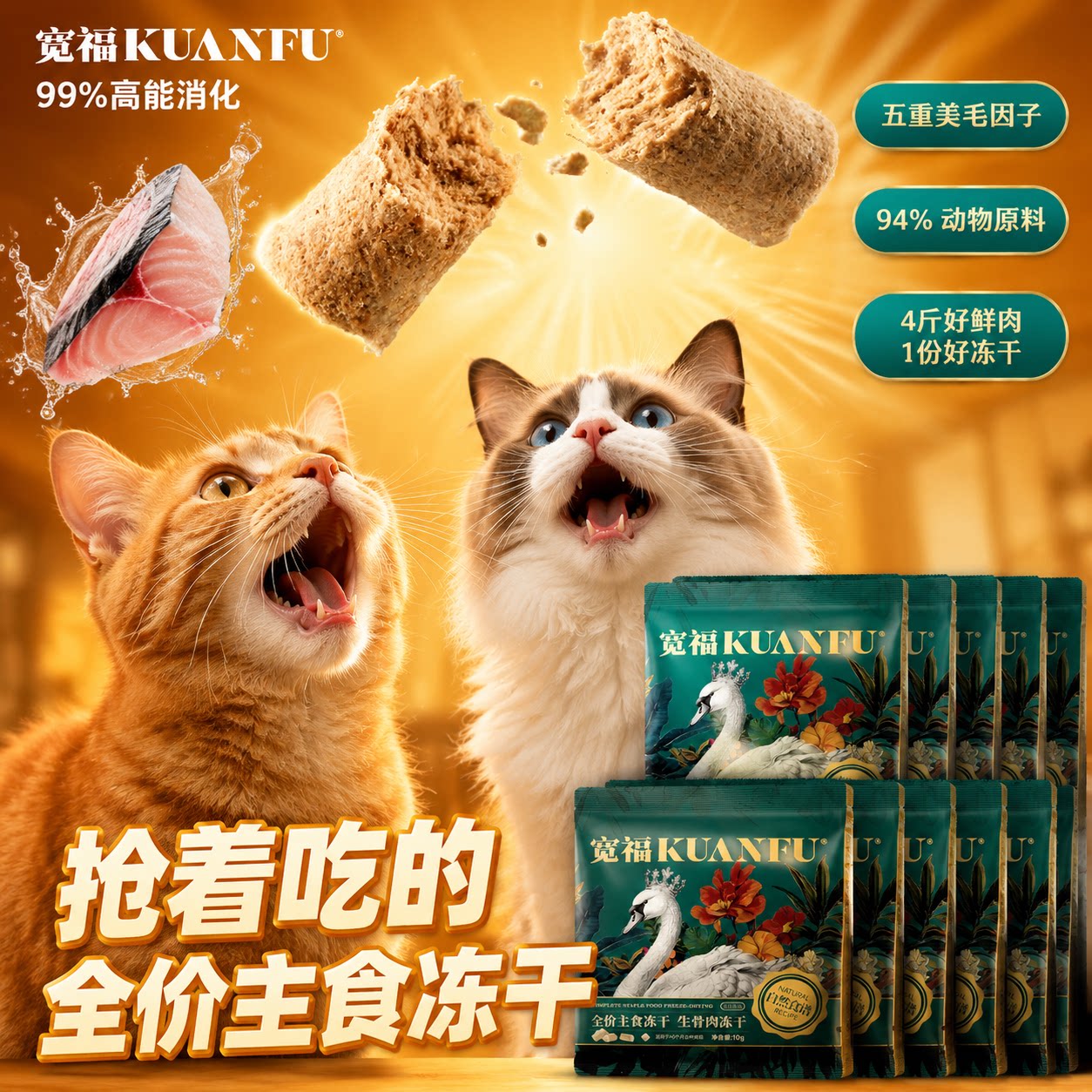宽福猫咪美毛主食冻干猫粮高营养图片