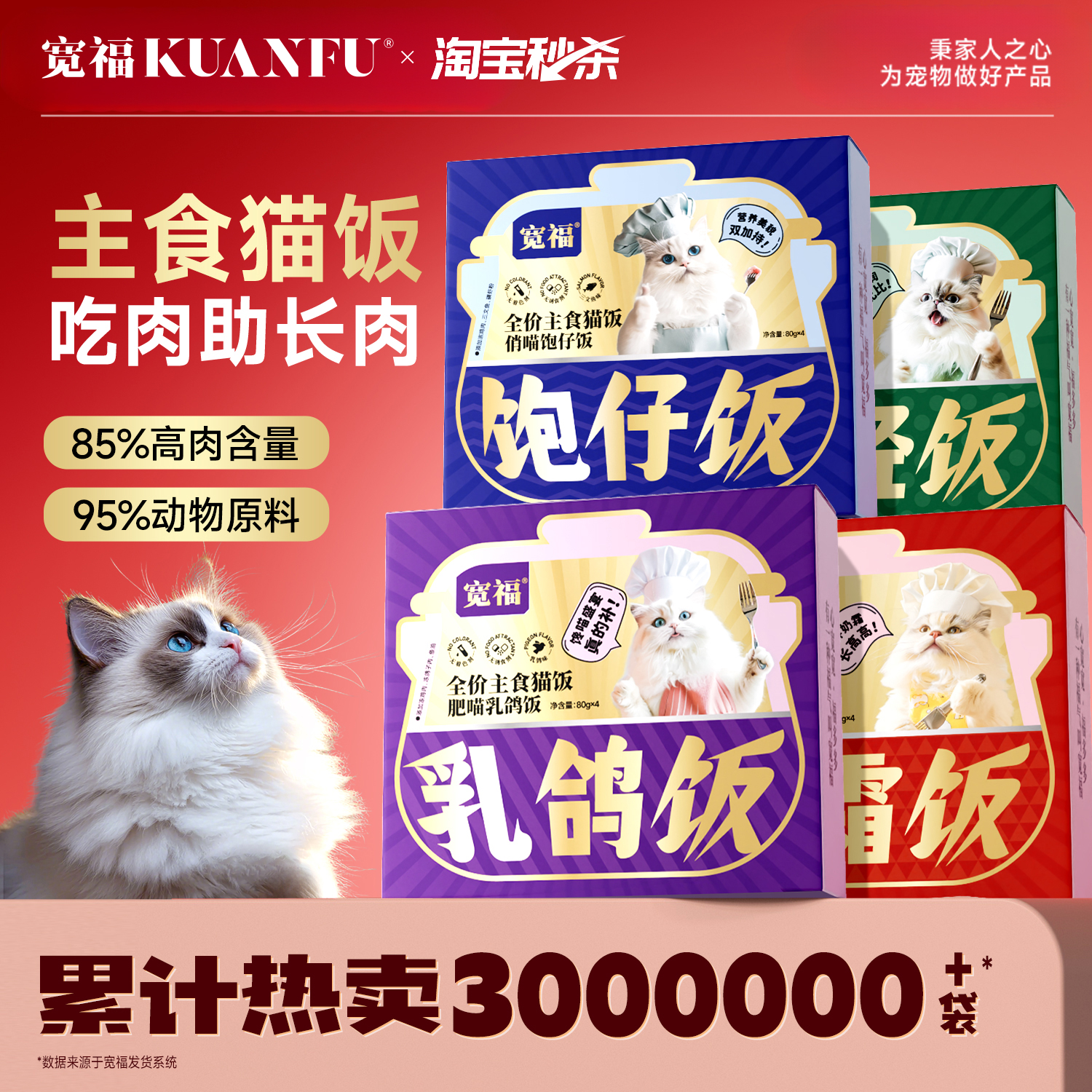【热销300万+】宽福猫饭主食罐头