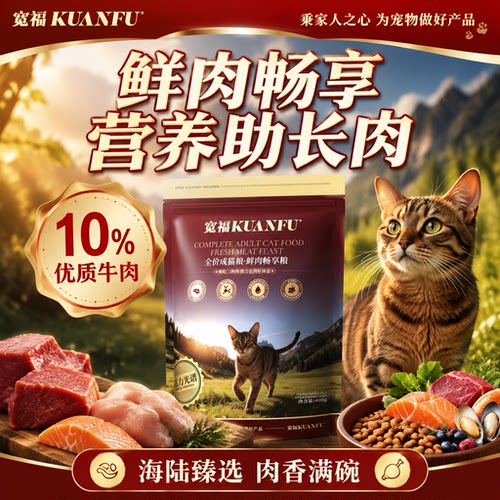 宽福鲜肉畅享猫粮400g尝鲜正装