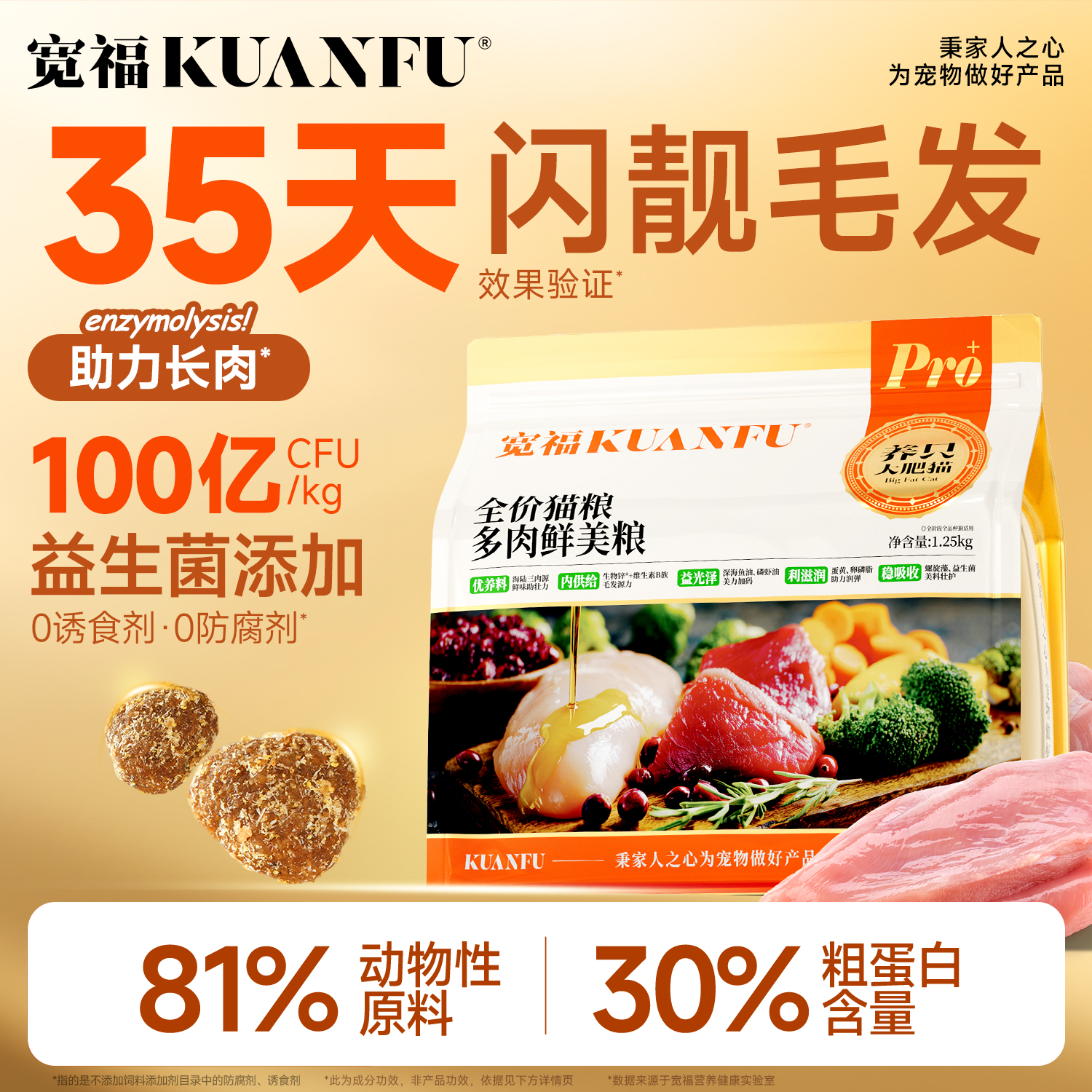 宽福成猫可用美毛靓丽毛发全价粮