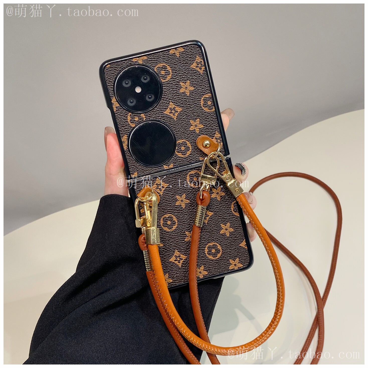 华为Pocket2复古皮纹手机壳